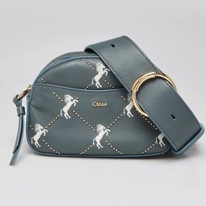 CHLOE
Cloudy Blue Leather Embroidered Horse Belt Bag